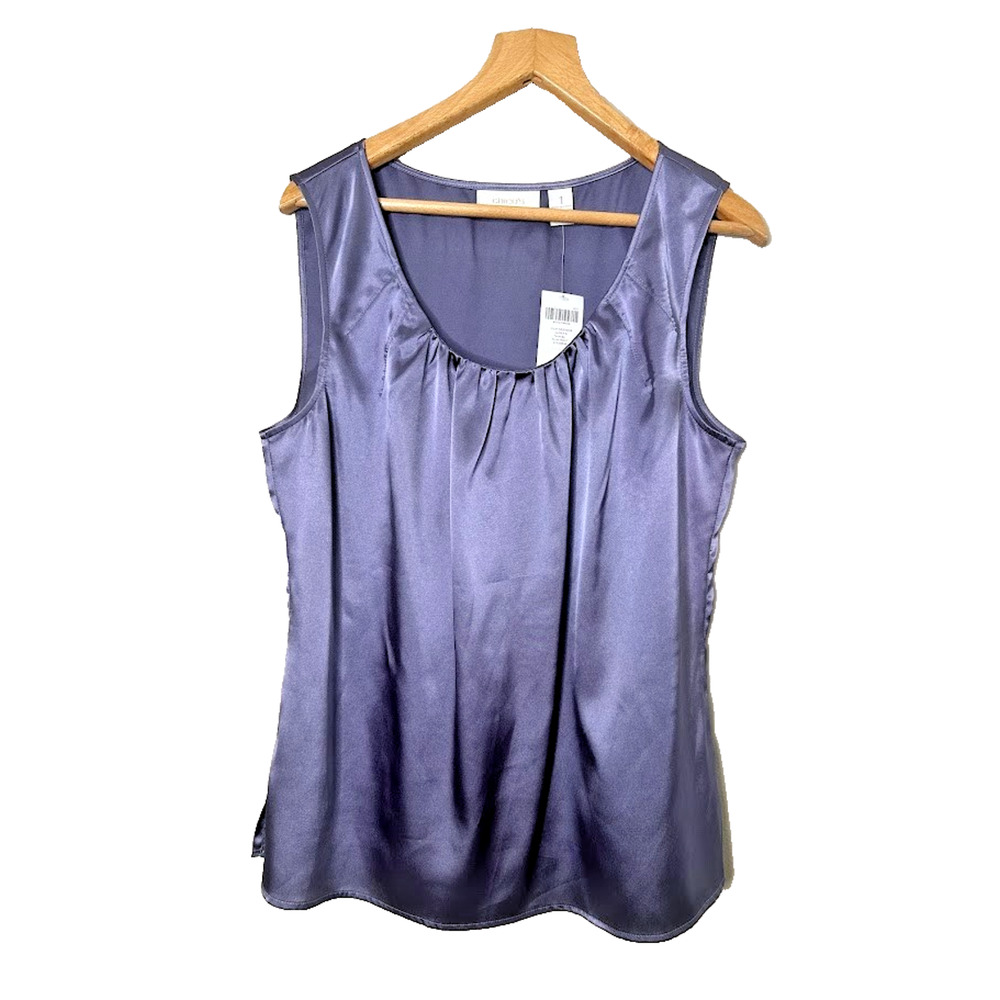 Chicos Silky Splendor Gloria Top Tank Plum Frost Size 1 Medium Party Career